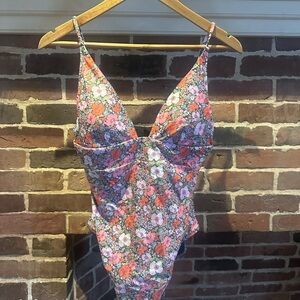 J. Crew Multicolor Floral Swimsuit